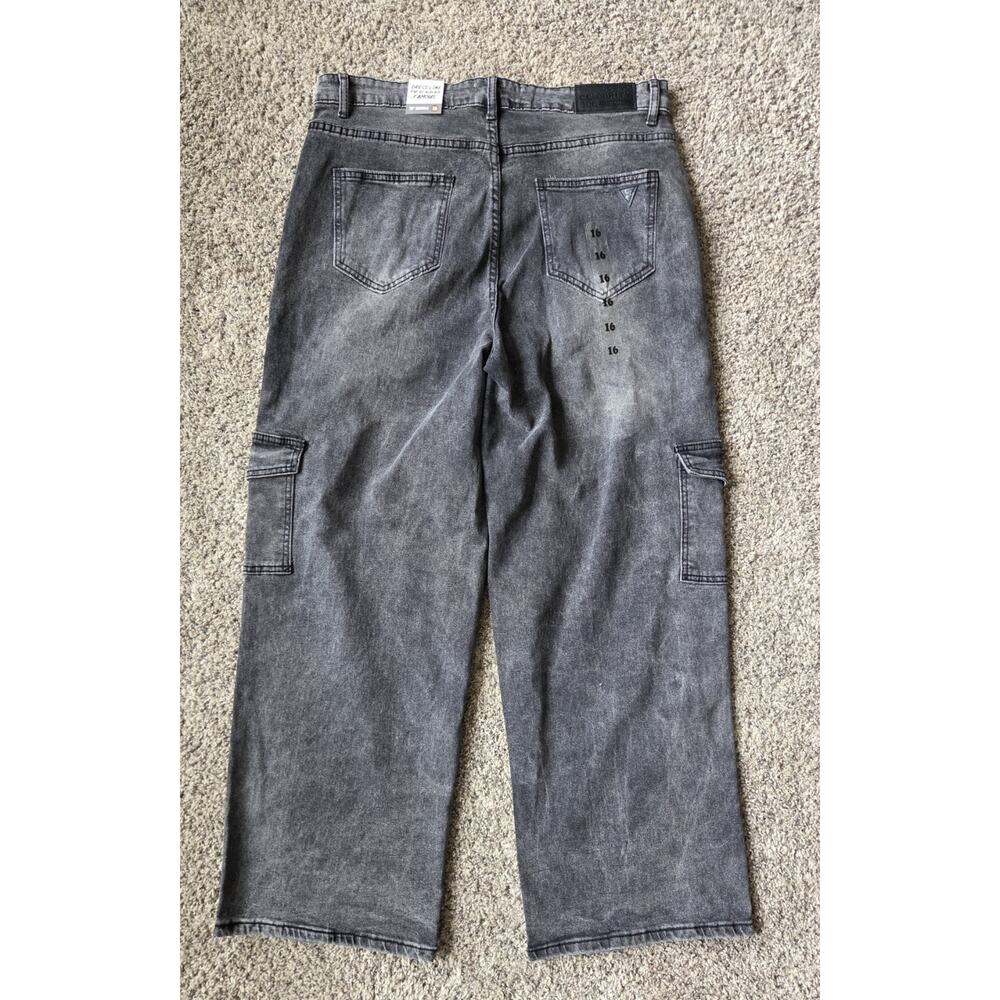 Celebrity Pink Ace High Rise 90s Straight Cargo Jeans Gray Wash Junior Plus 16 - Picture 2 of 6